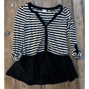 Anthropologie 9-H15 STCL Striped Long Sleeve Peplum Top, Size XS